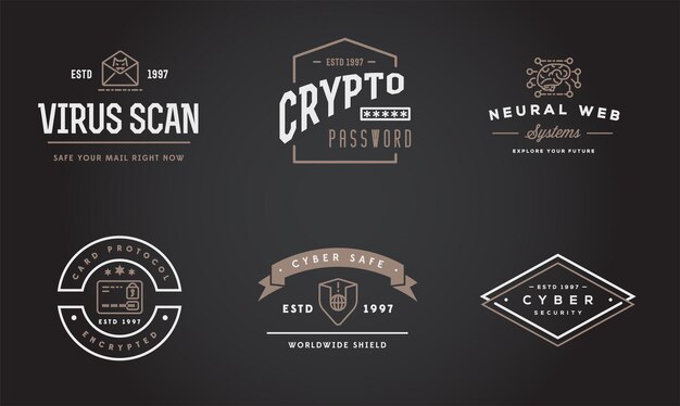 Ensemble De Badges Et De Signes D'identité De Cybersécurité Vectoriels Pouvant être Utilisés Comme Logotype