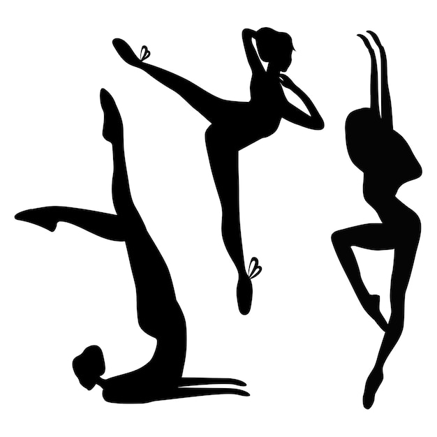 Vecteur ensemble de ballerines dansantes illustration vectorielle sur un fond blanc isolé