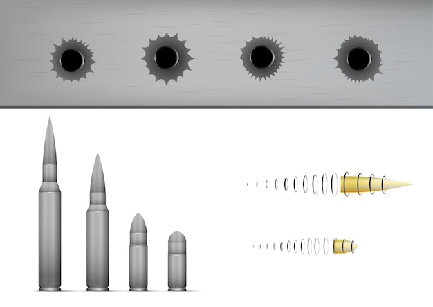 Ensemble De Balles Et De Trous De Balle. Balle Volant à Grande Vitesse