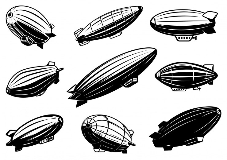 Vecteur ensemble de ballons à air, zeppelin. élément pour affiche, carte, emblème, signe, bannière. image