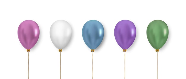 Ensemble de ballons Clipart vectoriels réalistes pour la décoration Ballons colorés de couleur pastel isolés sur fond blanc