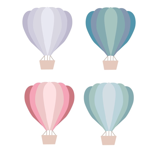 Ensemble De Ballons Dans Le Ciel Décor Pour La Chambre Des Enfants Ballons Et Derezhables Illustration Vectorielle Isolée Sur Fond Blanc