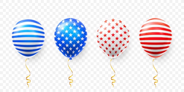 Ensemble De Ballons à L'hélium Avec Isoler Le Drapeau Américain