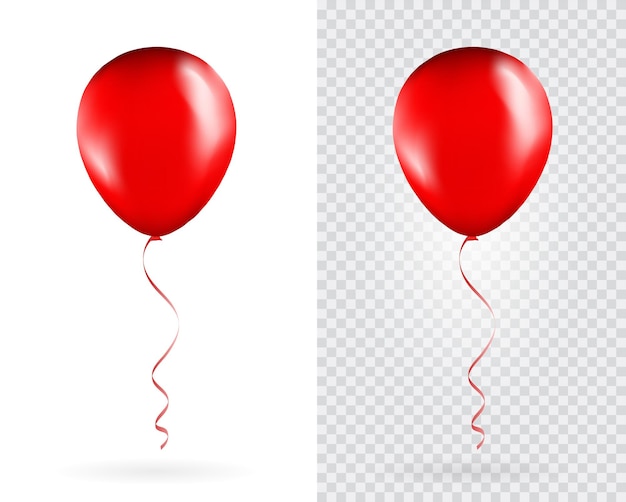 Ensemble de ballons rouges sur fond blanc transparent décoration de conception d'événement de ballons de fête maquette pour impression de ballon