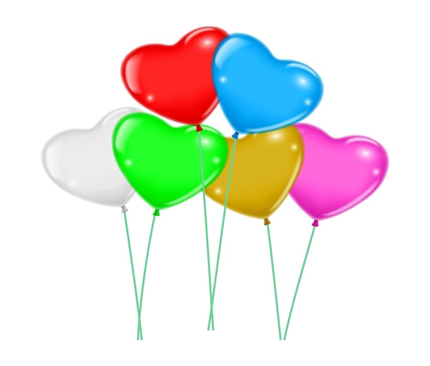 ensemble de ballons volants d'amour réalistes ballon d'hélium isolé ou multicolore ou groupe de ballons