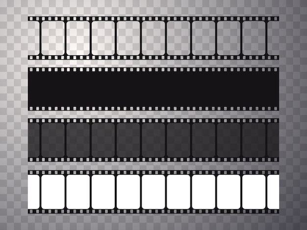 Ensemble de bande de film de vecteur isolé sur transparent