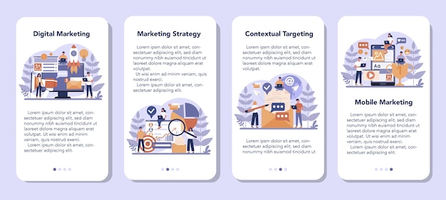 Ensemble De Bannière D'application Mobile De Marketing Numérique
