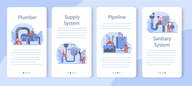 Ensemble De Bannière D'application Mobile Plombier