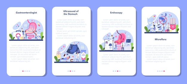 Ensemble De Bannière D'application Mobile Pour Médecin Gastro-entérologie