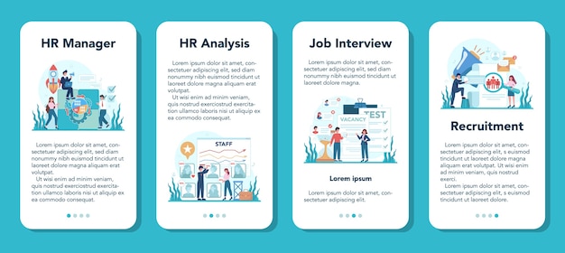 Ensemble De Bannière D'application Mobile De Ressources Humaines