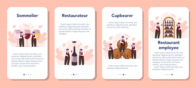 Ensemble De Bannière D'application Mobile Sommelier