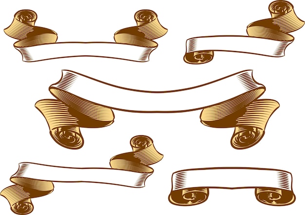 Vecteur ensemble de bannière de défilement vintage isolé