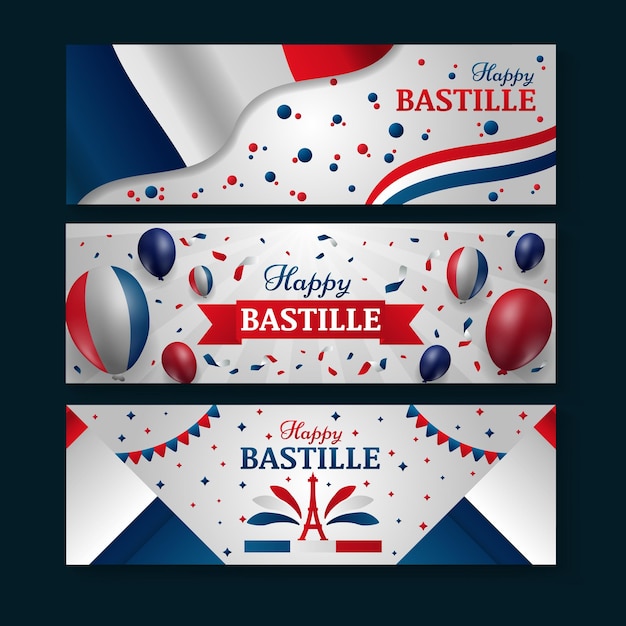 Ensemble De Bannière De Fête Du 14 Juillet