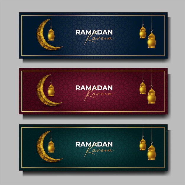 Vecteur ensemble de bannière de ramadan kareem