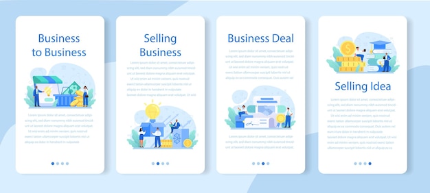 Ensemble de bannières d'application mobile de vente