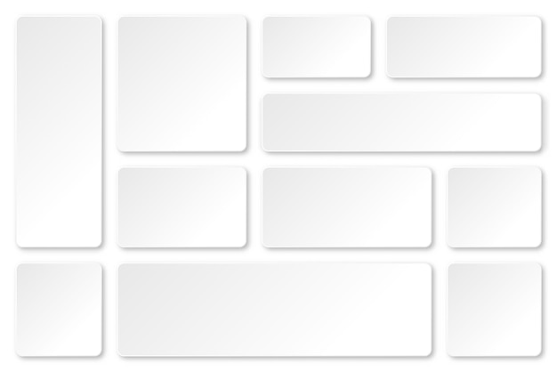 Ensemble de bannières en blanc avec des ombres isolées sur fond blanc, des étiquettes adhésifs avec