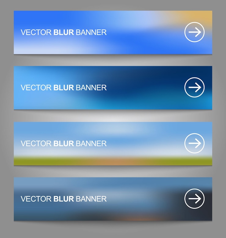 Vecteur ensemble de bannières floues bleues