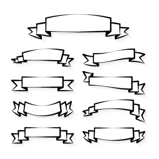 Ensemble De Bannières De Ruban Isolé Sur Fond Blanc Vecteur