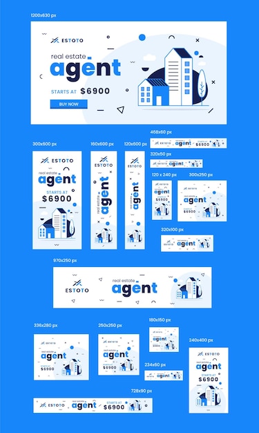 Vecteur ensemble de bannières web immobilières