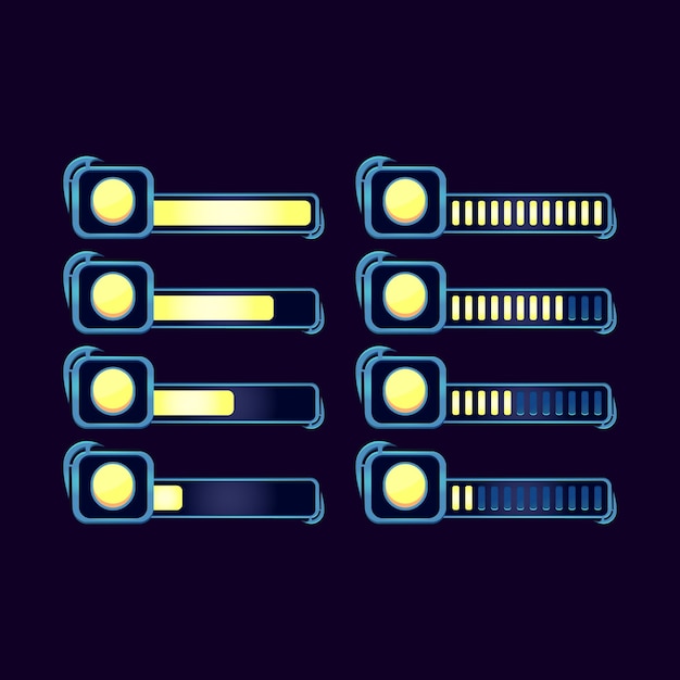 Ensemble de barre de progression de pièce de monnaie de monnaie RPG fantastique gui pour éléments d'actif de l'interface utilisateur