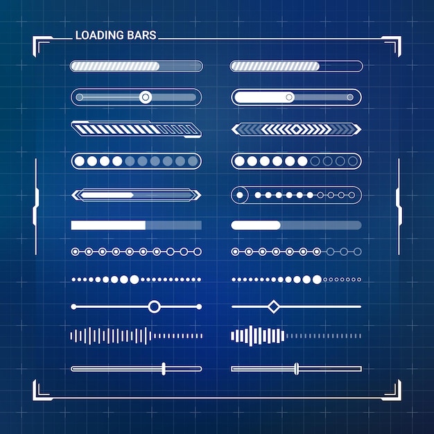 Vecteur ensemble de barres de chargement futuriste