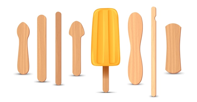 Ensemble De Bâtons De Popsicle Réalistes Crème Glacée à La Banane D Illustration Vectorielle Saison Estivale