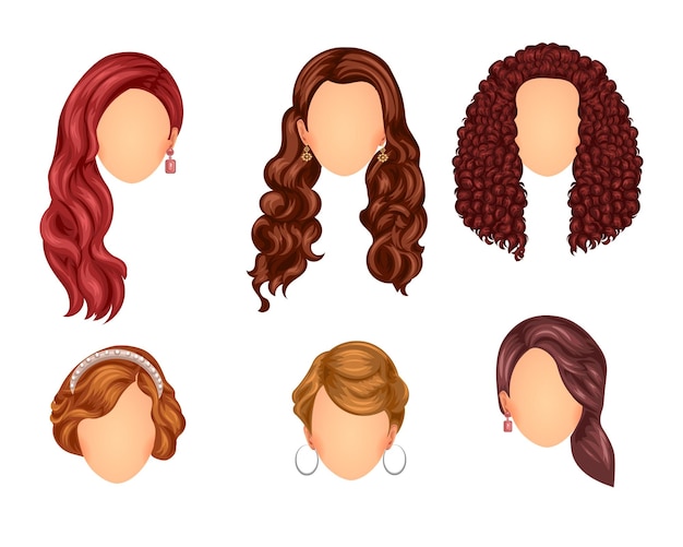 Vecteur ensemble de beaux styles de cheveux