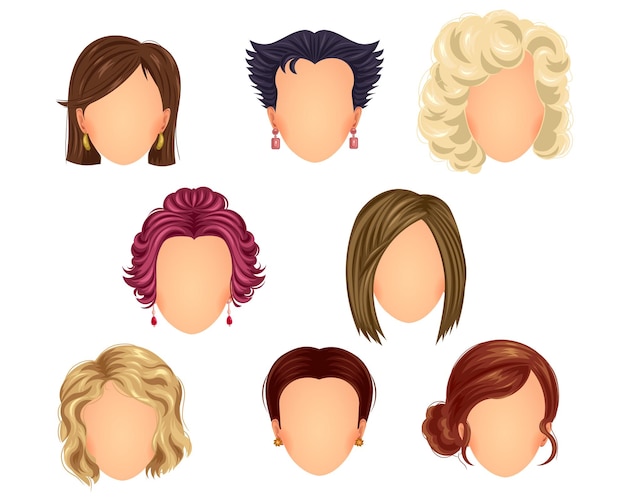 Vecteur ensemble de beaux styles de cheveux