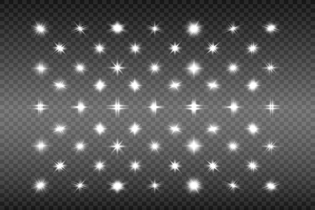 Ensemble De Belles étoiles Brillantes. Effet Lumineux Bright Star. Belle Lumière Pour Illustration.