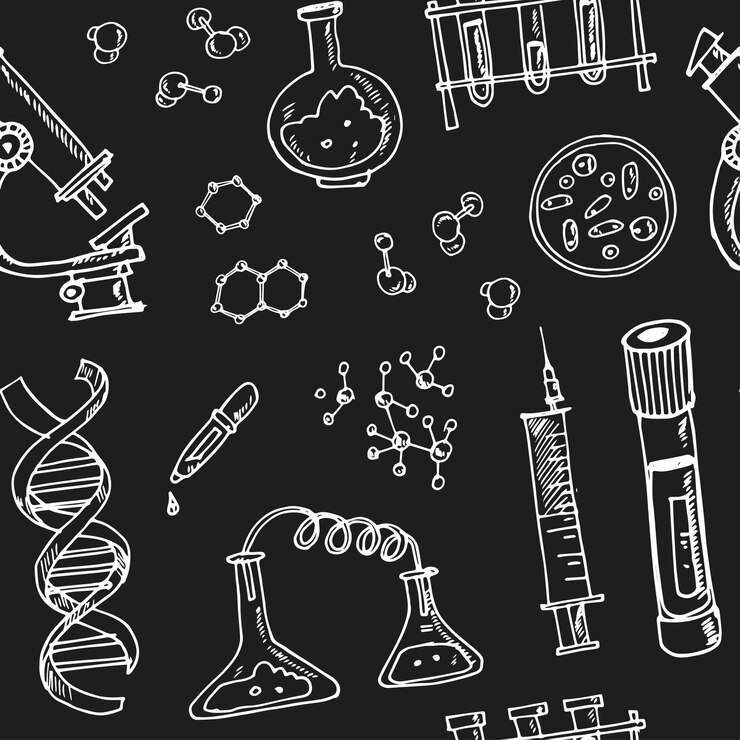 Vecteur ensemble de biochimie dessiné à la main