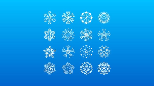 Ensemble Blanc Colleciton Ligne Snowflake Hiver Décoration Éléments Vector Design Style