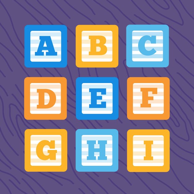 Ensemble De Blocs De Bébé Alphabet Plat Vecteur