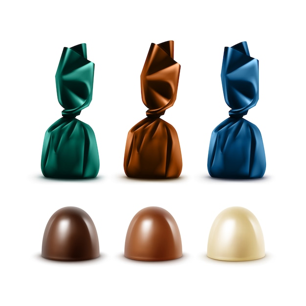 Ensemble De Bonbons Au Chocolat Réalistes