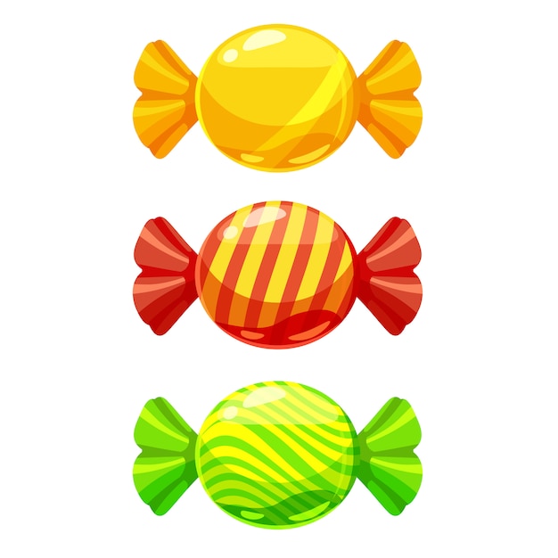 Vecteur un ensemble de bonbons dans un paquet de couleurs différentes