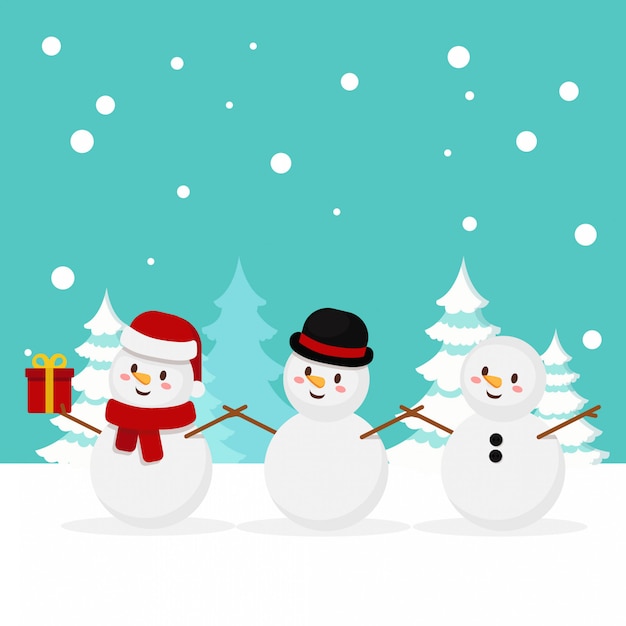 Vecteur ensemble de bonhomme de neige pour la saison des vacances de noël.