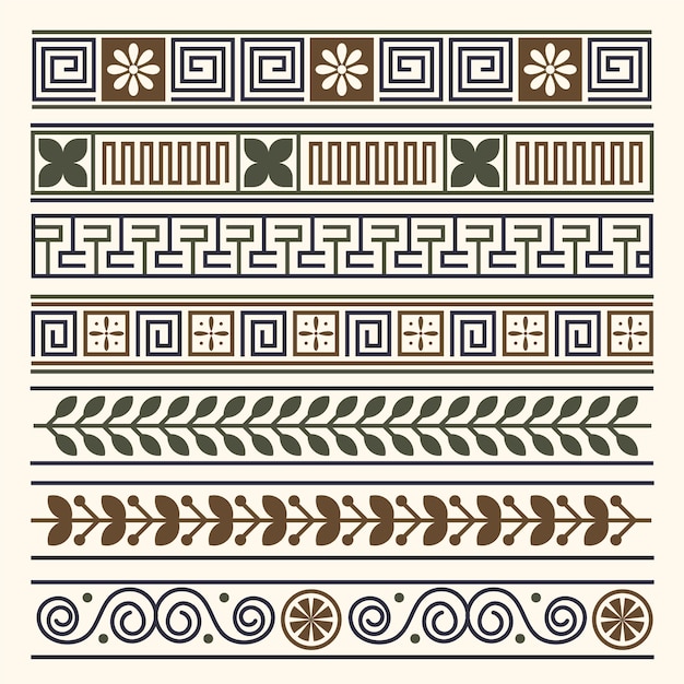 Ensemble de bordure grecque design plat
