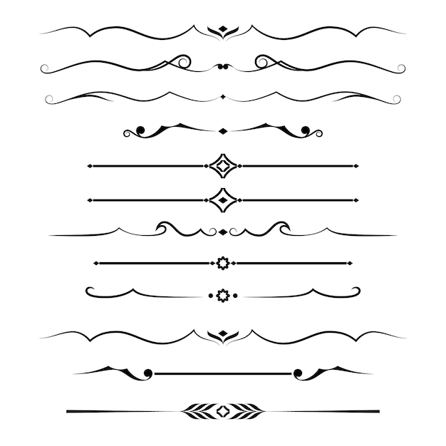 Vecteur un ensemble de bordures de lignes avec le mot art dessus