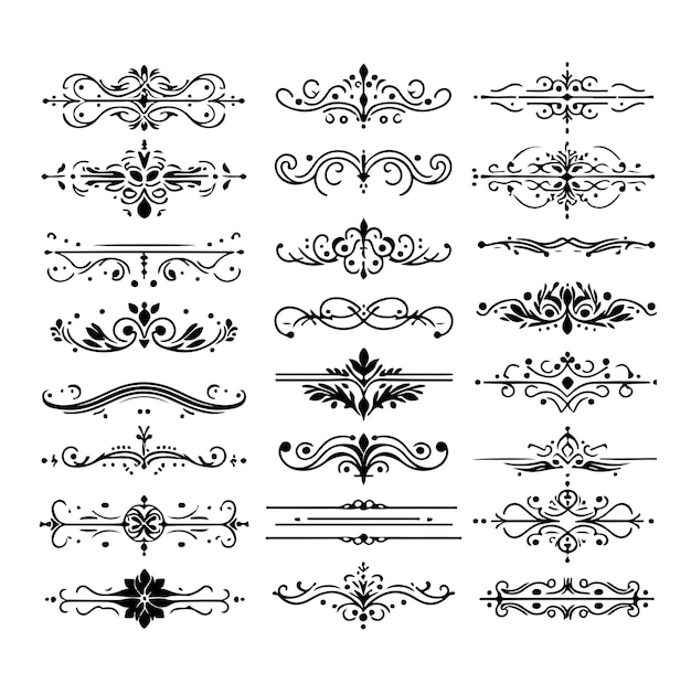 Ensemble de bordures vectorielles vintage Calligraphie de ligne de motif et marges de page