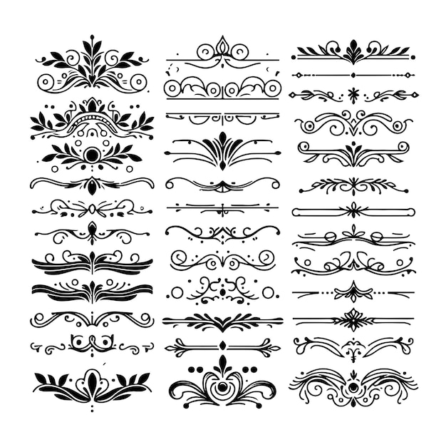 Ensemble de bordures vectorielles vintage Calligraphie de ligne de motif et marges de page