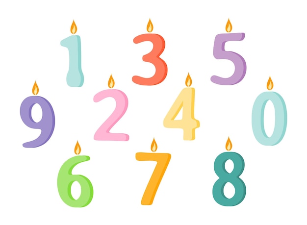 Vecteur ensemble de bougies de vacances sous forme de nombres