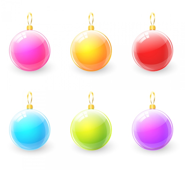 Vecteur ensemble de boule de noël colorée