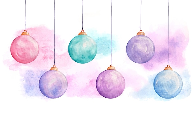 Ensemble de boules de Noël aquarelles et ornements de nouvel an