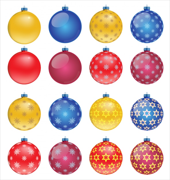 Vecteur ensemble de boules de noël colorées