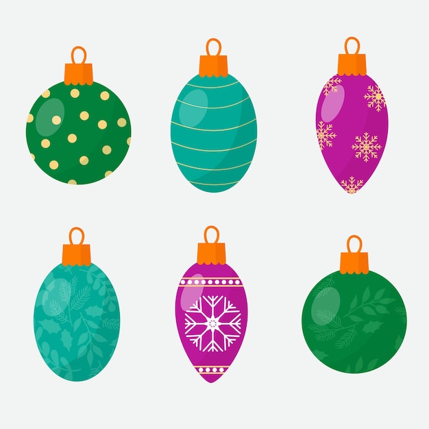 Ensemble de boules de Noël avec un motif Illustration vectorielle