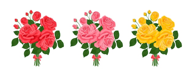 Vecteur ensemble de bouquet de fleurs de roses