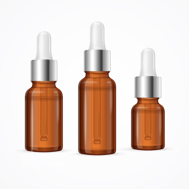 Ensemble de bouteilles d'huiles essentielles. Illustration vectorielle