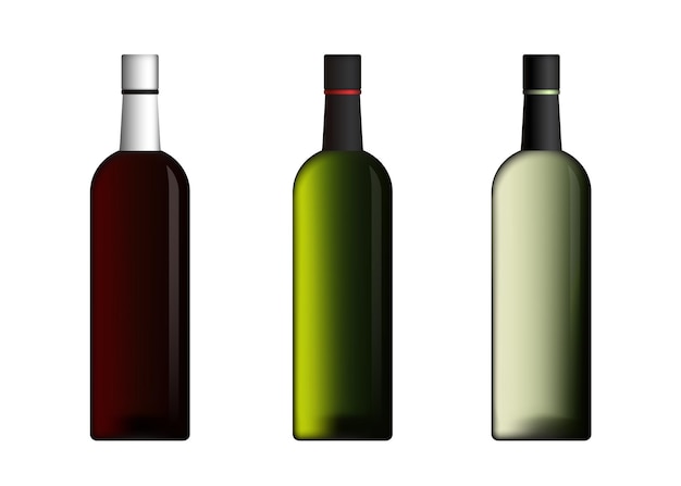 Ensemble De Bouteilles De Vin Isolé Sur Fond Blanc Illustration