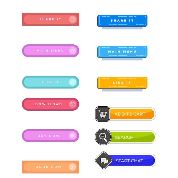 Ensemble de boutons de conception d'icônes de lecture supplémentaire paquet de boutons colorés de lecture supplémentaire pour les annonces de site Web UI et proje