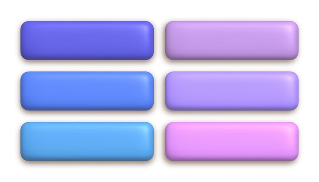 Vecteur ensemble de boutons mats 3d colorés mignons pour la conception web élément de conception réaliste 3d
