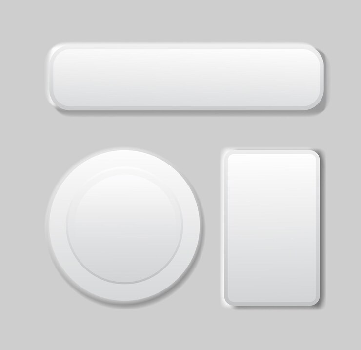 Ensemble de boutons modernes blancs pour le site Web et l'interface utilisateur. Icône de vecteur.